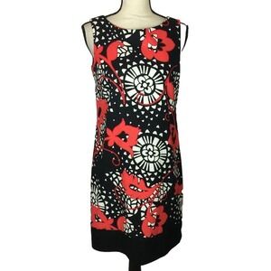 ALYX Limited Women's Black Red Floral Sleeveless Sheath Dress Size 14